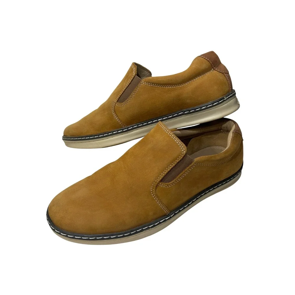 Johnston & Murphy Boys Tan Nubuck Leather Slip On Loafers Size 5.5M 28-3726‎